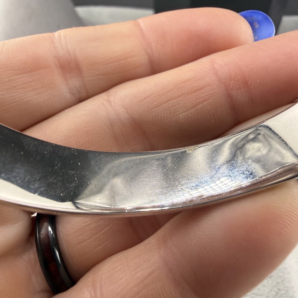 Vintage Whiting & Davis Bangle Bracelet Hematite Silver Tone 6.5 - Picture 9 of 11